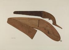 Saw and Case, c. 1940. Creator: Albert Rudin