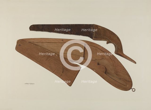 Saw and Case, c. 1940. Creator: Albert Rudin.
