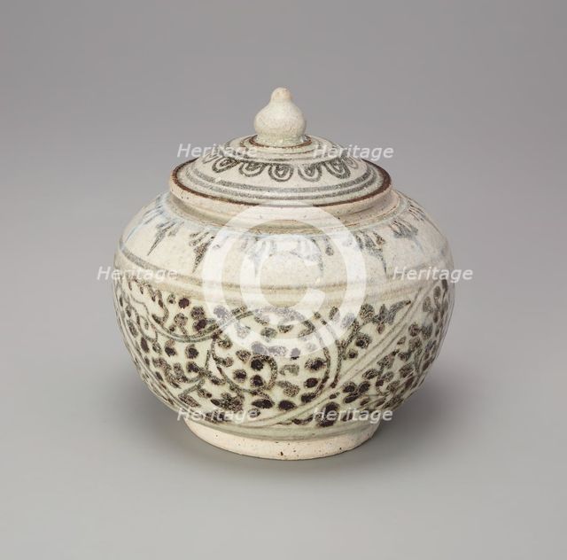 Sawankhalok Ware Covered Box with Lotus Bud Knob, 14th/15th century. Creator: Unknown.