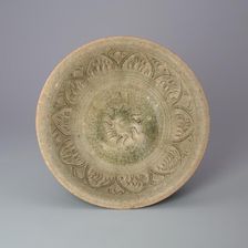 Sawankhalok Ware Stem Bowl with Incised Lotus Petal Design, 15th century. Creator: Unknown