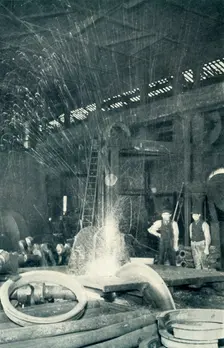 Sawing Cold Steel 1922. Creator: Unknown