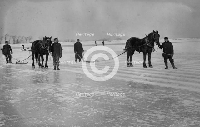 Sawing ice, between c1910 and c1915. Creator: Bain News Service.