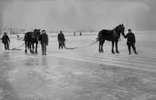 Sawing ice, between c1910 and c1915. Creator: Bain News Service