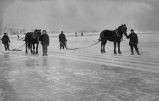 Sawing ice, between c1910 and c1915. Creator: Bain News Service