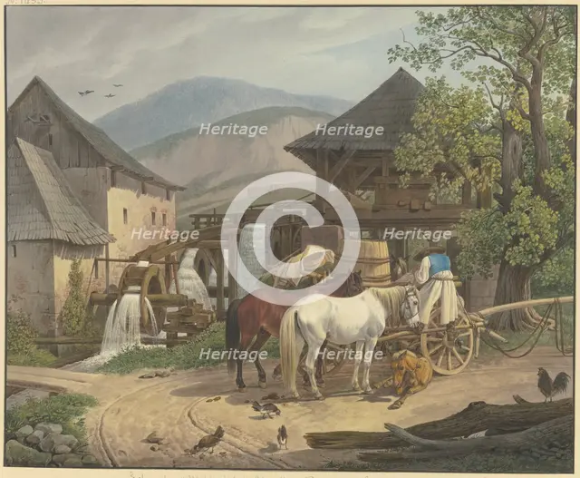 Sawmill and gristmill in the Stickelberg Valley near Wiener Neustadt on the Hungarian border, 1816. Creator: Johann Adam Klein.