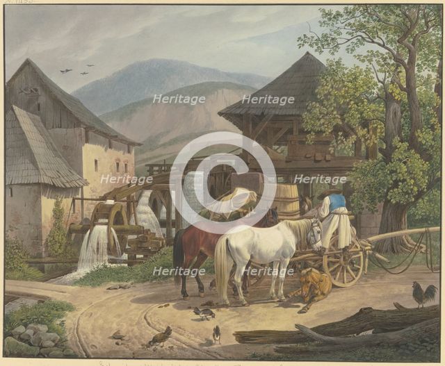 Sawmill and gristmill in the Stickelberg Valley near Wiener Neustadt on the Hungarian border, 1816. Creator: Johann Adam Klein.