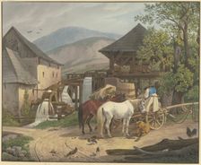 Sawmill and gristmill in the Stickelberg Valley near Wiener Neustadt on the Hungarian border, 1816. Creator: Johann Adam Klein