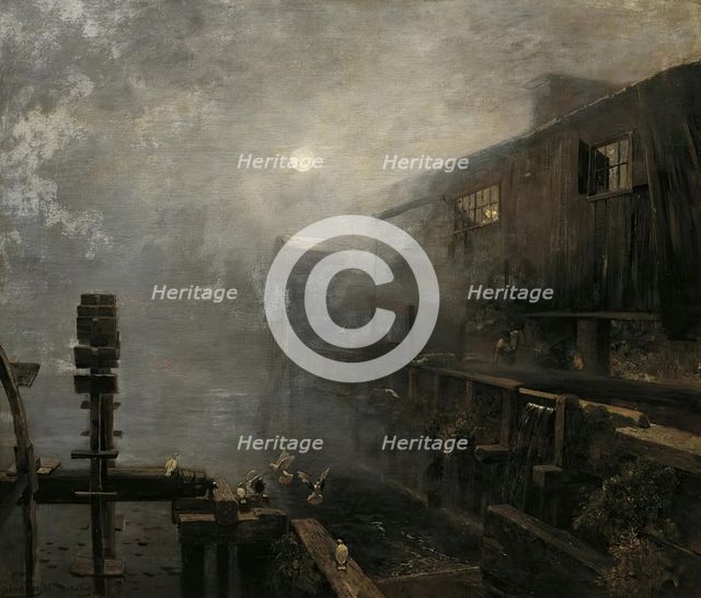 Sawmill in the morning fog, 1886. Creator: Emil Jakob Schindler.