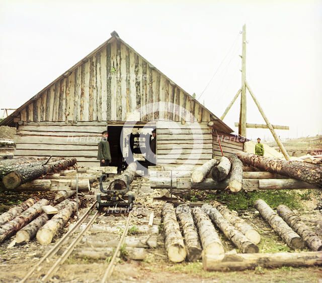 Sawmill, Oka River, 1912. Creator: Sergey Mikhaylovich Prokudin-Gorsky.