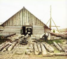 Sawmill, Oka River, 1912. Creator: Sergey Mikhaylovich Prokudin-Gorsky
