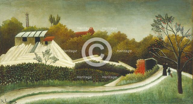 Sawmill, Outskirts of Paris, c. 1893/95. Creator: Henri Rousseau.
