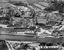 Sawmills and engineering works at the canal basin, Exeter, Devon, 1928. Artist: Aerofilms