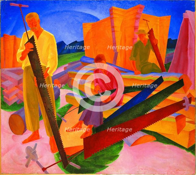 Sawyers, 1926-1927. Creator: Bogomazov, Alexander Konstantinovich (1880-1930).