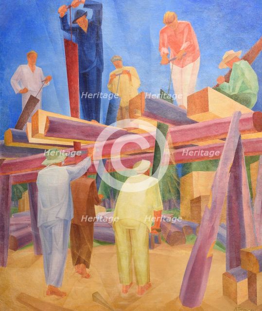 Sawyers, 1929. Creator: Bogomazov, Alexander Konstantinovich (1880-1930).