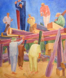 Sawyers, 1929. Creator: Bogomazov, Alexander Konstantinovich (1880-1930)