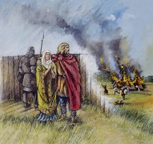 Saxon man and woman, c8th century, (c1990-2010). Artist: Peter Dunn