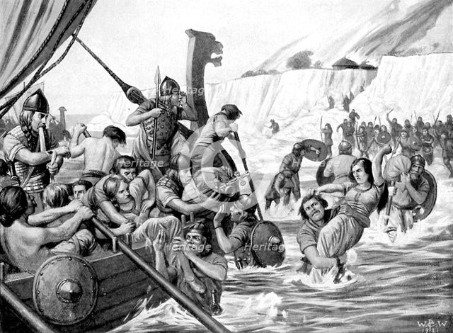 Saxon raiders, (1921).Artist: Richard Caton Woodville II