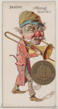 Saxony, 1 Pfennig, from the series Coins of All Nations (N72, variation 1) for Duke brand ..., 1889. Creator: Unknown