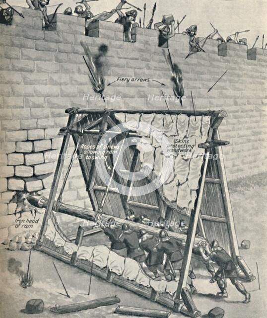 'Saxons Battering Down A City Wall', c1934. Artist: Unknown.
