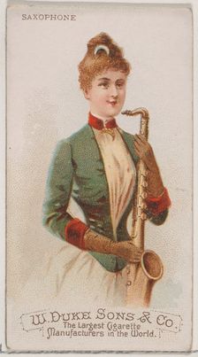 Saxophone, from the Musical Instruments series (N82) for Duke brand cigarettes, 1888., 1888. Creator: Schumacher & Ettlinger