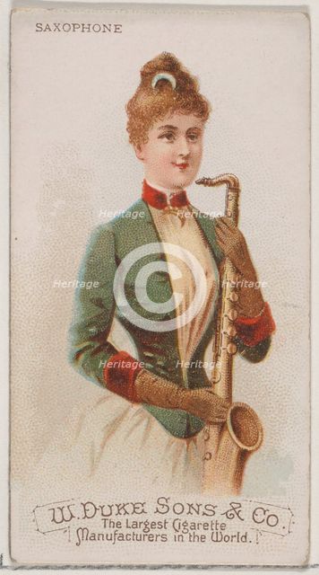Saxophone, from the Musical Instruments series (N82) for Duke brand cigarettes, 1888., 1888. Creator: Schumacher & Ettlinger.
