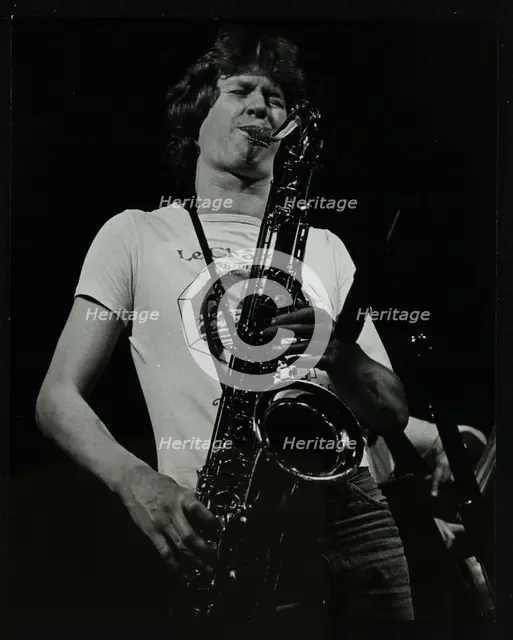 Saxophonist Chris Hunter playing at The Stables, Wavendon, Buckinghamshire. Creator: Denis Williams.
