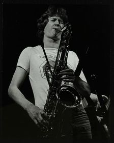 Saxophonist Chris Hunter playing at The Stables, Wavendon, Buckinghamshire. Artist: Denis Williams