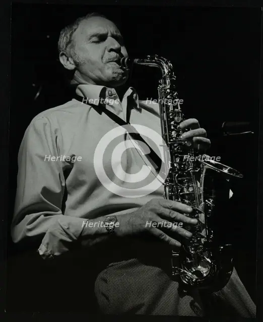 Saxophonist Bruce Turner playing at The Stables, Wavendon, Buckinghamshire. Creator: Denis Williams.