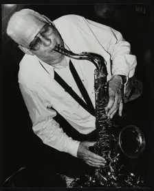 Saxophonist Don Rendell playing at The Fairway, Welwyn Garden City, Hertfordshire, 18 August 1991. Creator: Denis Williams
