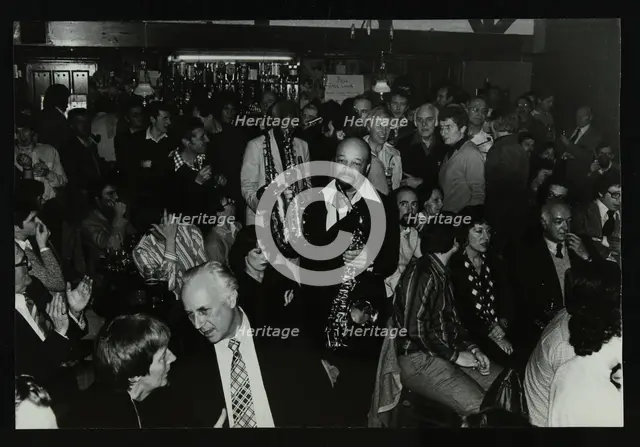 Saxophonists Red Holloway and Sonny Stitt at The Bell, Codicote, Hertfordshire, 24 November 1980. Creator: Denis Williams.