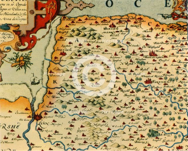 'Saxton's Map of Norfolk, 1574', (1944).  Creator: Christopher Saxton.