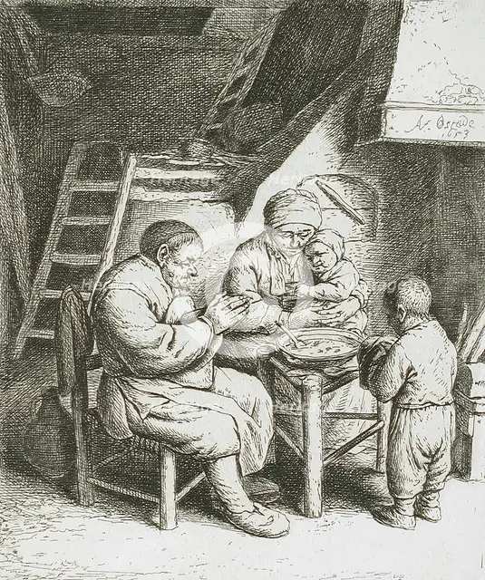 Saying Grace, 1653. Creator: Adriaen van Ostade.