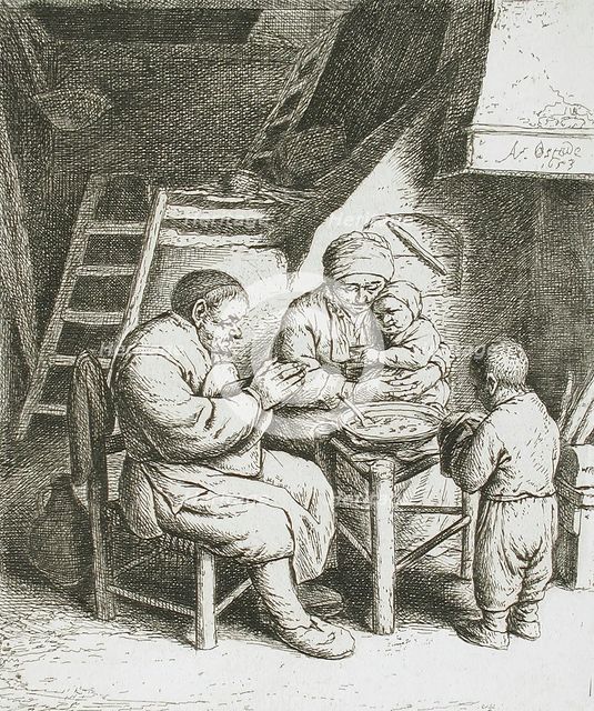Saying Grace, 1653. Creator: Adriaen van Ostade.