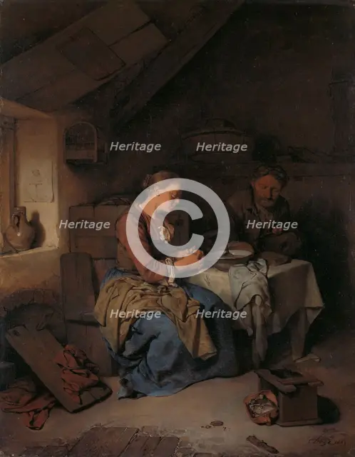 Saying Grace, 1663. Creator: Cornelis Bega.