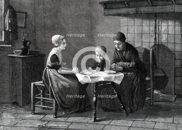"Saying Grace" - from a picture by A. Neuhuys...New British Institution...1876. Creator: Unknown.