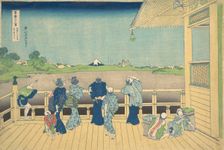 Sazai Hall at the Temple of the Five Hundred Arhats (Gohyaku Rakanji Sazaido), from..., ca. 1830-32. Creator: Hokusai