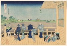 Sazai Hall at the Temple of the Five Hundred Arhats (Gohyakurakanji Sazaido), from..., c. 1830/33. Creator: Hokusai