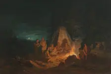 Saami People around a Fire, 1813. Creator: Alexander Lauréus