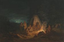 Saami People around a Fire, 1813. Creator: Alexander Lauréus
