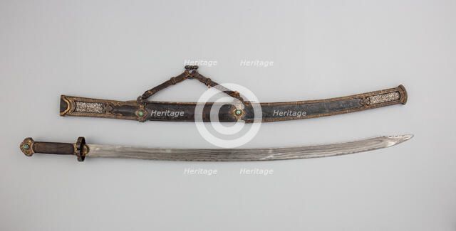 Saber and Scabbard, Sino-Tibetan, 17th-18th century. Creator: Unknown.