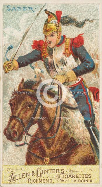 Saber, from the Arms of All Nations series (N3) for Allen & Ginter Cigarettes Brands, 1887. Creator: Allen & Ginter.
