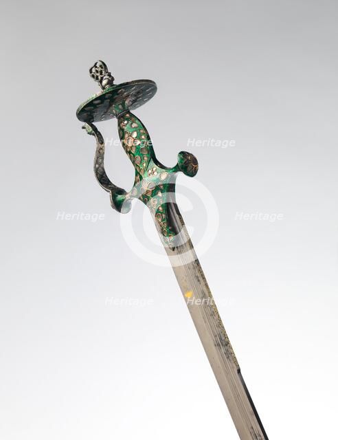 Saber (Talwar) with Scabbard, Indian, blade, dated A.H. 835/ A.D. 1673; hilt, 19th century. Creator: Unknown.