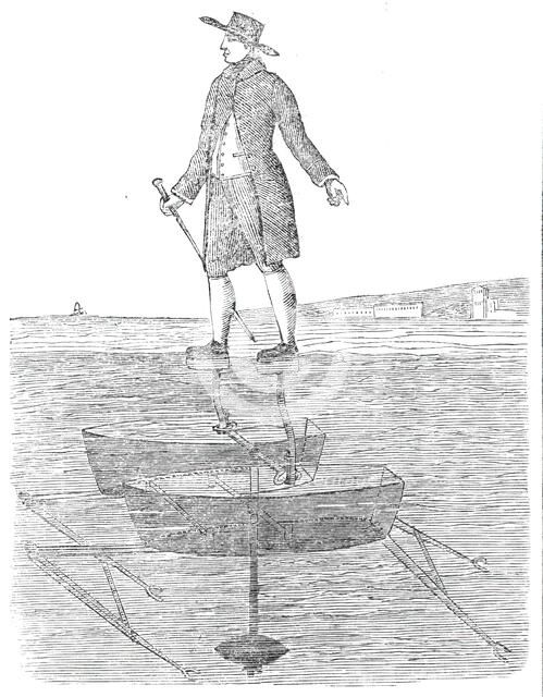 Sabots elastiques, an apparatus for walking on water, 1860. Creator: Unknown.