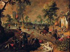 Sacking of a village in Flanders by Spanish troops during the war in the Netherlands
