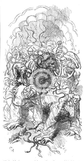 "Sacks of feathers were emptied upon them, then a sackful of live rats...", 1871. Creator: Unknown.