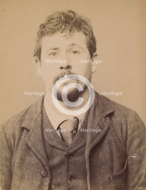 Sachet. Edmond. 27 ans, né à Mézières (Ardennes). Typographe. Anarchiste. 1/3/94. , 1894. Creator: Alphonse Bertillon.