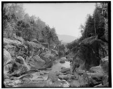 Saco River looking down near Bemis, Crawford Notch, White Mountains, between 1890 and 1901. Creator: Unknown