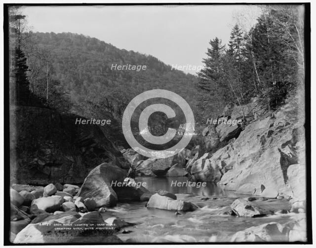 Saco River looking up near Bemis, Crawford Notch, White Mountains, c1900. Creator: Unknown.