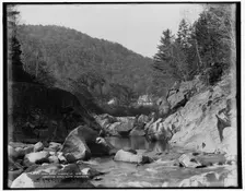 Saco River looking up near Bemis, Crawford Notch, White Mountains, c1900. Creator: Unknown