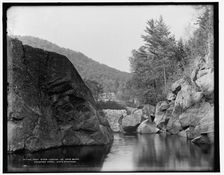 Saco River looking up near Bemis, Crawford Notch, White Mountains, c1900. Creator: Unknown